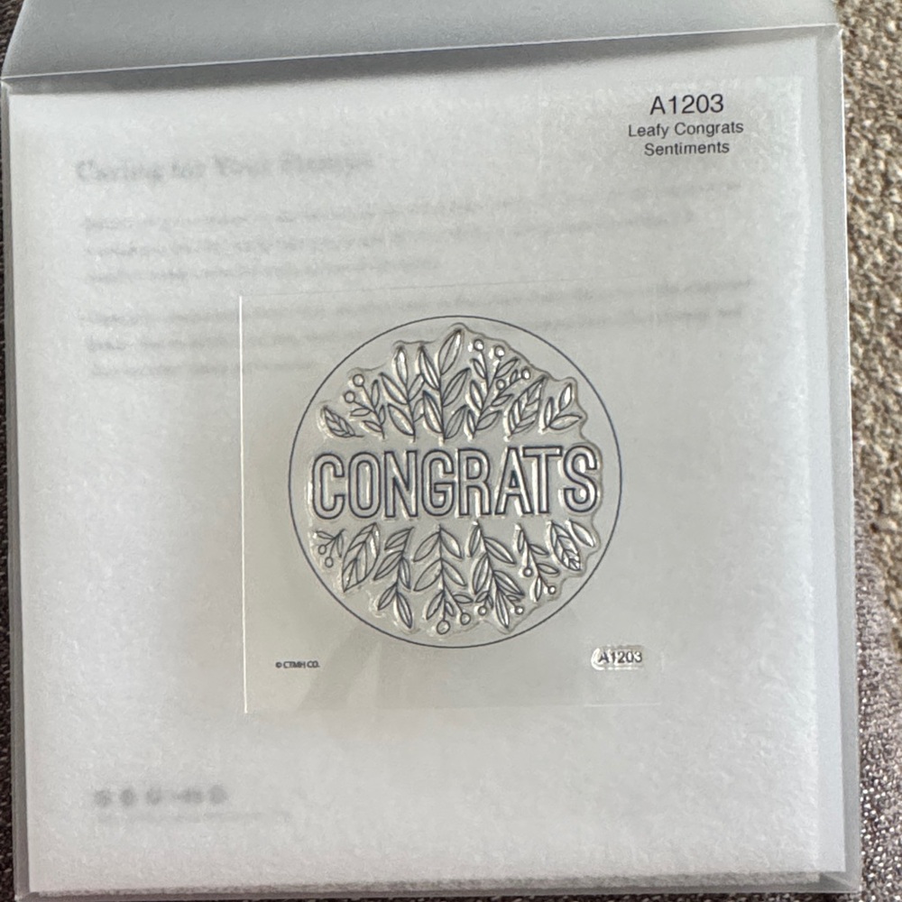 Leafy Congrats Sentiments Stamp in Silver